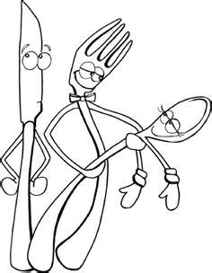 Spoon and fork coloring page to color, print or download. Fork pattern. Use the printable outline for crafts ...