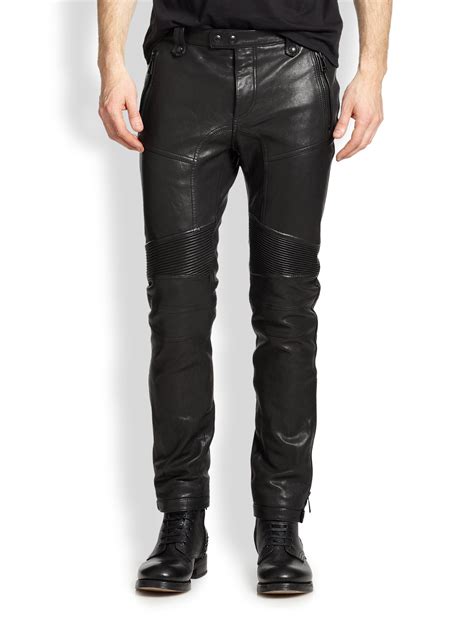 Lyst Belstaff Washed Leather Pants In Black For Men