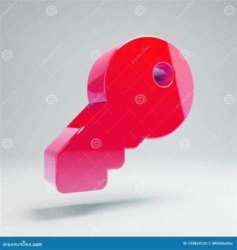 Volumetric Glossy Hot Pink Key Icon Isolated On White Background Stock