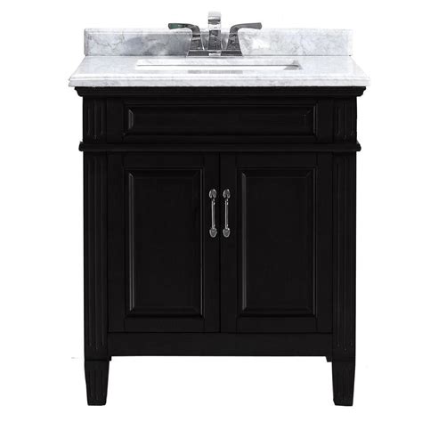 Bathroom vanities can define the look of your home's busiest room. Blaine 30 in. Vanity in Black with Marble Vanity Top in ...