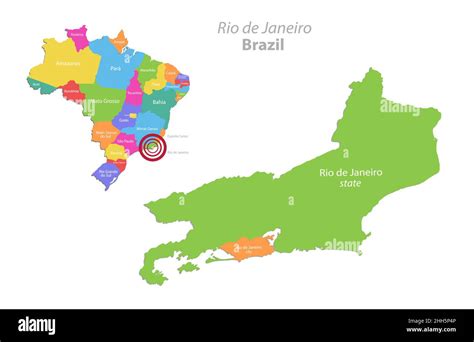 Rio De Janeiro Map State And City With Brazil Administrative Division