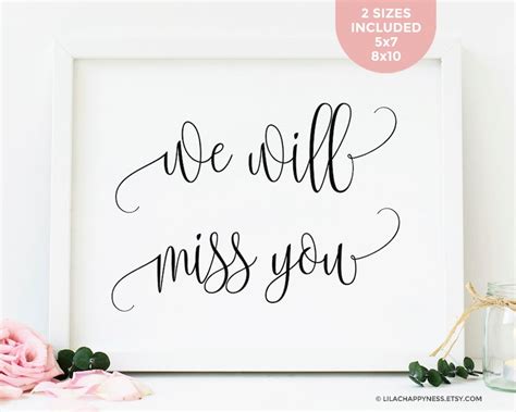 We Will Miss You Sign We Will Miss You Card Printable Etsy