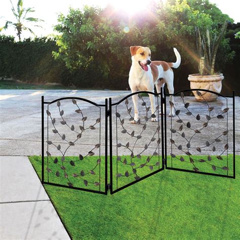 Etna 3 Panel Metal Leaf Pet Gate Freestanding Dog Fence 53w X 235