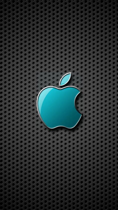 An Apple Logo Is Shown On A Black Background With Blue Dots And Green