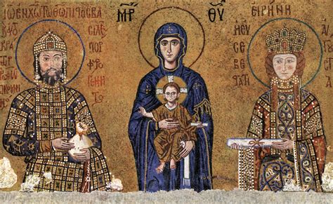 Mosaic Depicting The Byzantine Emperor John Ii Komnenos And His Wife Irene With The Virgin Mary