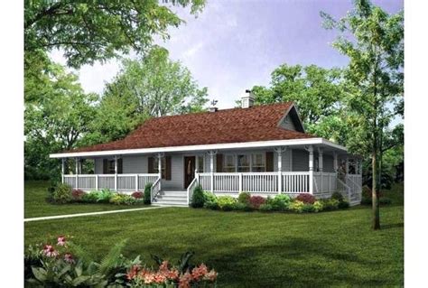 One Story House With Wrap Around Porch Home Porch Single Story House