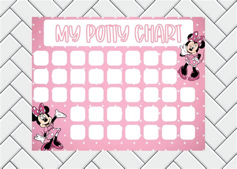 Potty Training Chart Sticker Chart Kids Reward Chart Minnie Mouse Png