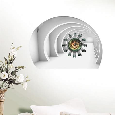 Clocks make a great addition to any decor style. DIY Decal Clock Tunnel 3D Wall Stickers Clock 3D Art Wall ...