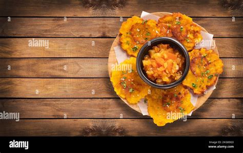 Fried Plantain Patacon Colombian Traditional Food Stock Photo Alamy