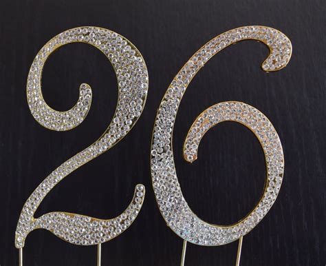 Rhinestone Gold Number 26 Cake Topper 26th Birthday Party