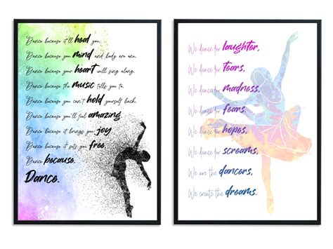 Dancer Gift Inspirational Poem Print Set Of 2 Ballet Gift Etsy