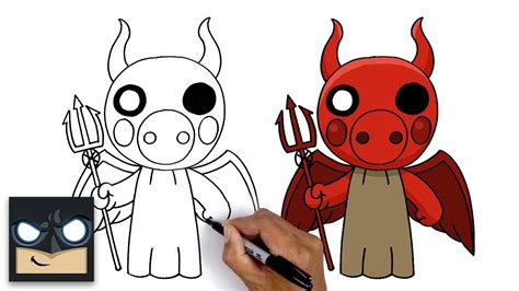 Як легко намалювати диявола Піггі з популярної онлайн гри Роблокс ravlyk