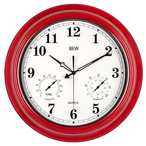 Bew Large Outdoor Clock Waterproof Wall Clock With Thermometer And