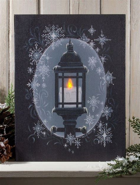 Lantern With Snowflakes Lighted Picture Item46488 Christmaspaintings
