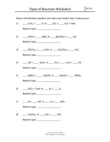 1) 2 nabr + 1 ca(oh)2 æ 1 cabr2 + 2. six-types-of-chemical-reaction-worksheet | Reaction types, Chemical reactions, Persuasive ...