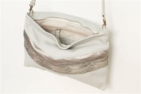 White Leather Clutchwhite Crossbody Leather Bagsilver