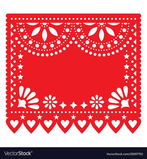 Papel picado red floral template design Royalty Free Vector