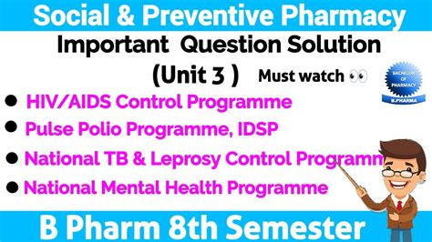 Unit 3 Ll Social And Preventive Pharmacy 8th Sem Important Questions Ll