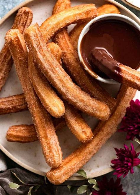 Plate Of Churros Recipe With Chocolate Dipping Sauce Spanish Churros