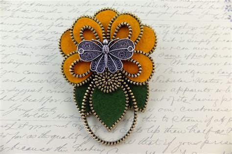 Lotus Flower Felt Zipper Brooch For By Mslolacreates On Etsy Цветы из