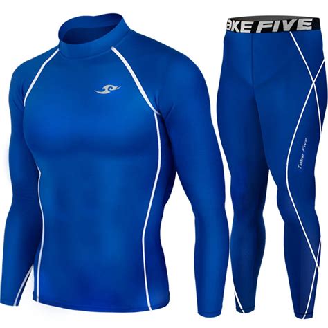 Mens Top And Pants Set Compression Sports Skins Base Layer Football Rugby
