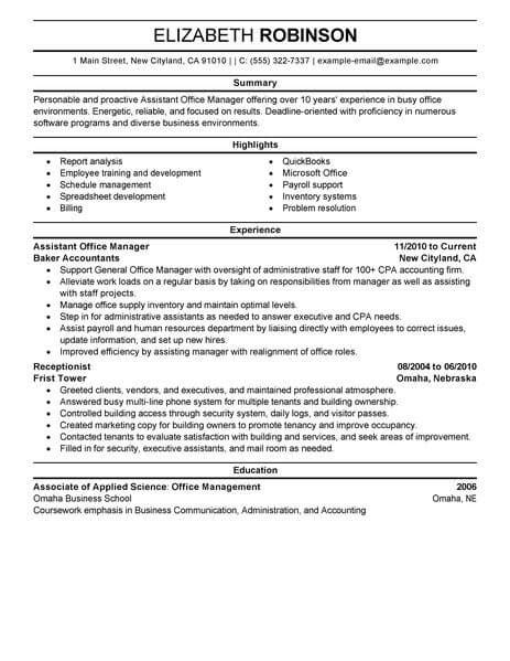 Administrative Assistant Manager Resume Examples Livecareer
