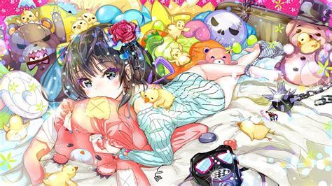 Anime Cute Girl Bed Stuffed Toys 4k 285 Wallpaper