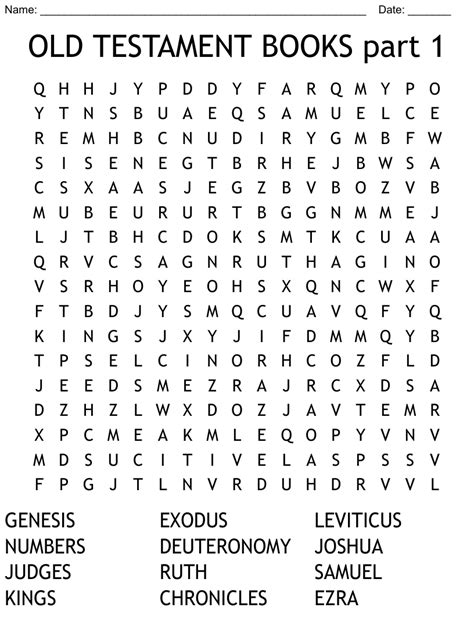 Old Testament Books Part 1 Word Search Wordmint