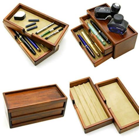 Toyooka Wooden Fountain Pen Storage Box Collection Case 8 Pens New