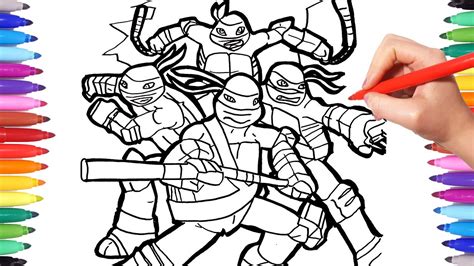 TMNT Coloring Pages | Coloring Leonardo Donatello Michelangelo Raphael