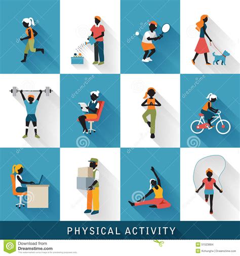 Modern Physical Activity Icons Set Vector Illustration Cartoondealer