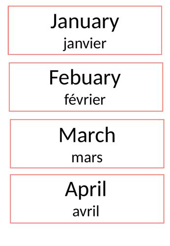 French Months Of The Year Display Teaching Resources