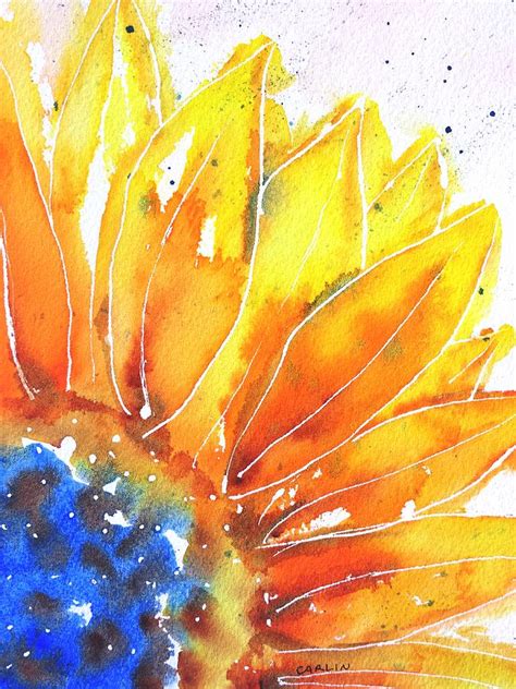 Sunflower Blue Orange And Yellow Painting By Carlin Blahnik