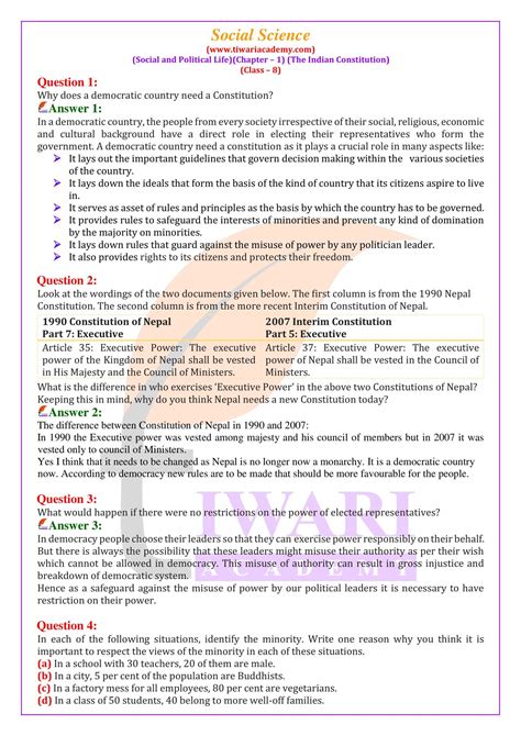 Ncert Solutions For Class 8 Social Science Civics Chapter 1