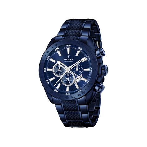 Montres festina à prix réduit ! Montre Festina homme acier bleu chronographe - Homme ...