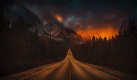 Hintergrundbilder Natur Landschaft Sonnenuntergang Abend Straße