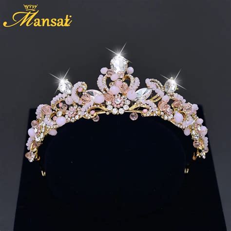 High Quality Rhinestone Tiara Cheap Bridal Crown Hair Jewelry Pink