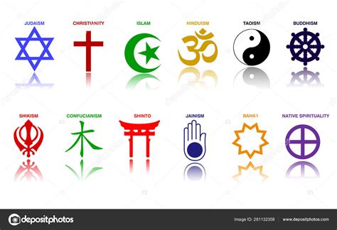 World Religion Symbols Colored Signs Of Major Religious