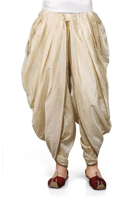 Ideal For Auspicious Occasions This Light Beige Art Dupion Silk Dhoti