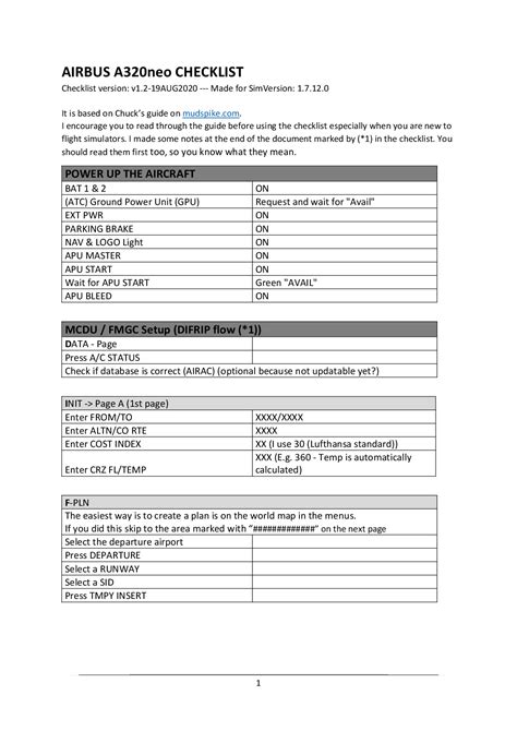 Guide Checklist For The A320neo Community Guides Microsoft Flight