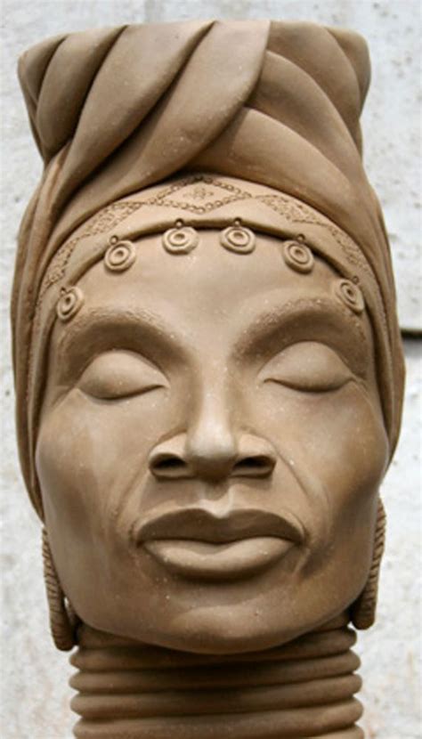 Ceramic Sculpture Ceramic Pot African Female By Stefanie Máscaras