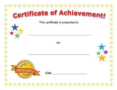 Free Printable Certificates Of Achievement Printable Blank World