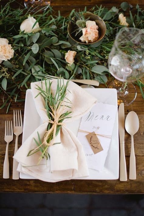 I Think Im Just In Love With The Eucalyptus And Also The Tied Napkin With Greenery Wedding