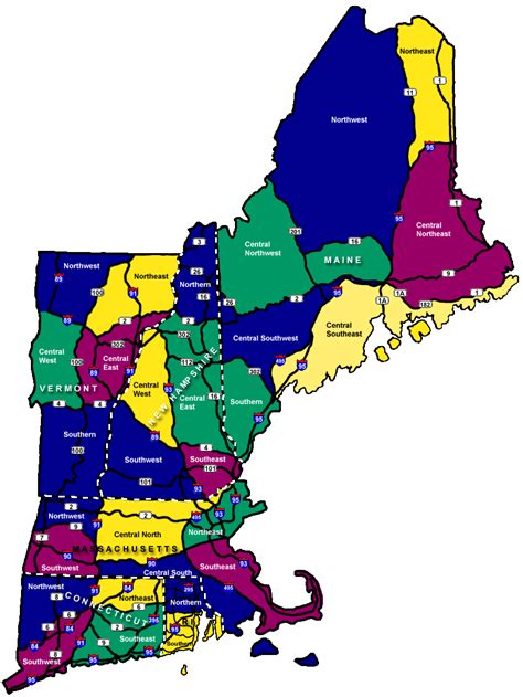 England region map by googlemaps engine. Hike New England - New England Regions
