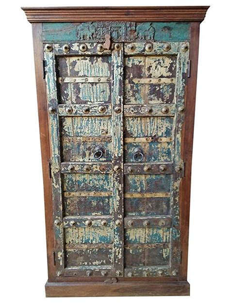 Antique Turquoise Cabinet Armoire Rustic Wardrobe Solid