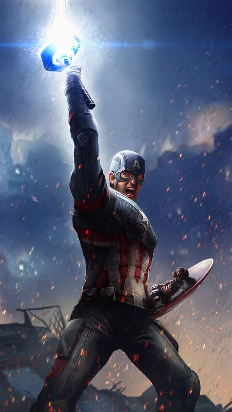 Captain America Mjolnir Hammer Lightning Avengers Endgame 4k 3