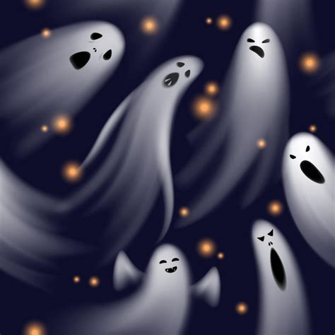 Premium Vector Seamless Pattern Ghosts Spooky Phantom Characters