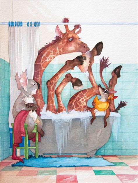 Giraffe in blue bathtub print. 17 Best images about Giraffes on Pinterest | Chris bennett ...
