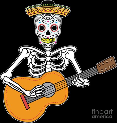 Funny Calavera Playing Guitar Day Of The Dead Guitarist T Digital