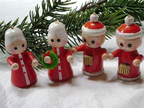4 Vintage Wooden Christmas Ornaments Miniature Musicians Etsy